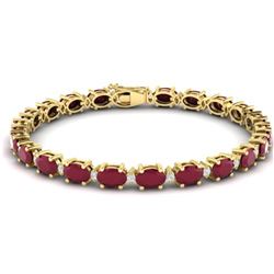 30.8 ctw Ruby & VS/SI Certified Diamond Eternity Bracelet 10k Yellow Gold - REF-245W5H