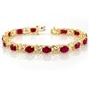 Image 1 : 16.05 ctw Ruby & Diamond Bracelet 10k Yellow Gold - REF-109M3G