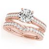 Image 1 : 1.42 ctw Certified VS/SI Diamond 2pc Wedding Set 14k Rose Gold - REF-162M2G