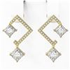 Image 2 : 3 ctw Princess Diamond Earrings 18K Yellow Gold - REF-518X2A