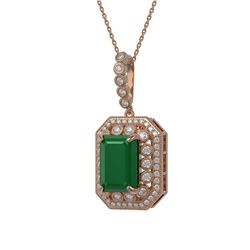 11.99 ctw Emerald & Diamond Victorian Necklace 14K Rose Gold - REF-327W3H