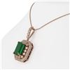 Image 3 : 11.99 ctw Emerald & Diamond Victorian Necklace 14K Rose Gold - REF-327W3H