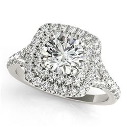 1.45 ctw Certified VS/SI Diamond Solitaire Halo Ring 18k White Gold - REF-169H5R