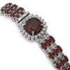 Image 2 : 25.08 ctw Garnet & Diamond Bracelet 14K White Gold - REF-281W8H