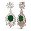 Image 2 : 16.04 ctw Emerald & Diamond Earrings 18K Rose Gold - REF-889F3M