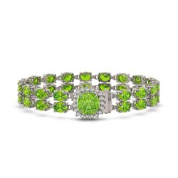17.4 ctw Peridot & Diamond Bracelet 14K White Gold - REF-245K5Y