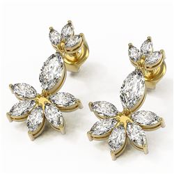 5.08 ctw Marquise Diamond Earrings 18K Yellow Gold - REF-801R3K