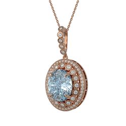 16.72 ctw Sky Topaz & Diamond Victorian Necklace 14K Rose Gold - REF-221A3N