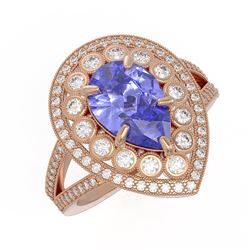 4.52 ctw Certified Tanzanite & Diamond Victorian Ring 14K Rose Gold - REF-245F5M