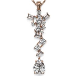 2.2 ctw Pear Cut Diamond Designer Necklace 18K Rose Gold - REF-429F5M