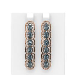 7.21 ctw Blue Topaz & Diamond Earrings 18K Rose Gold - REF-220H4R
