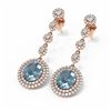 Image 3 : 15.03 ctw Blue Topaz & Diamond Earrings 18K Rose Gold - REF-445M8G
