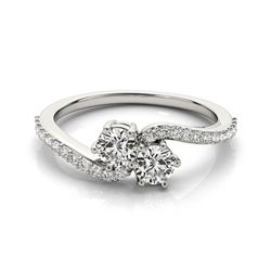 1 ctw Certified VS/SI Diamond 2 Stone Ring 18k White Gold - REF-101A9N