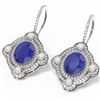 Image 3 : 9.96 ctw Sapphire & Diamond Earrings 18K White Gold - REF-336Y4X