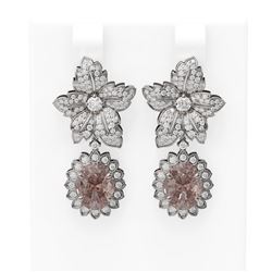 7.79 ctw Morganite & Diamond Earrings 18K White Gold - REF-436N4F