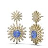 Image 2 : 6.9 ctw Tanzanite & Diamond Earrings 18K Yellow Gold - REF-327A3N