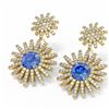 Image 3 : 6.9 ctw Tanzanite & Diamond Earrings 18K Yellow Gold - REF-327A3N