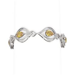 17.47 ctw Canary Citrine & Diamond Bracelet 18K White Gold - REF-625H3R