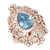 Image 3 : 4.67 ctw Blue Topaz & Diamond Ring 18K Rose Gold - REF-213H5R