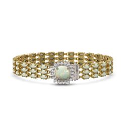 24.2 ctw Opal & Diamond Bracelet 14K Yellow Gold - REF-342F9M