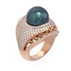 Image 1 : 2.5 ctw Diamond & Pearl Ring 18K Rose Gold - REF-270A4N