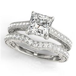 1.15 ctw Certified VS/SI Princess Diamond 2pc Set 14k White Gold - REF-121H4R