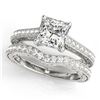 Image 1 : 1.15 ctw Certified VS/SI Princess Diamond 2pc Set 14k White Gold - REF-121H4R