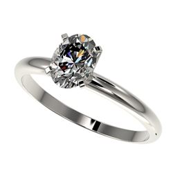 1 ctw Certified VS/SI Quality Oval Diamond Solitaire Ring 10k White Gold - REF-243R2K