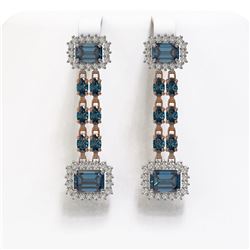 11.24 ctw London Topaz & Diamond Earrings 14K Rose Gold - REF-196R4K