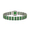 Image 3 : 20.93 ctw Jade & Diamond Bracelet 14K White Gold - REF-281F8M