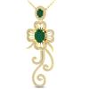Image 1 : 5.85 ctw Emerald & Micro Designer VS/SI Diamond Earrings 14k Yellow Gold - REF-200N2F