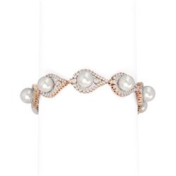 5.61 ctw Diamond & Pearl Bracelet 18K Rose Gold - REF-498X5A
