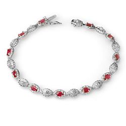 4.17 ctw Ruby & Diamond Bracelet 14k White Gold - REF-89Y3X