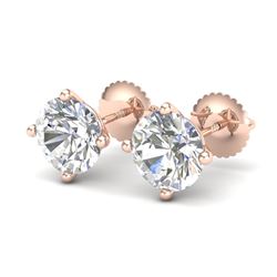 3.01 ctw VS/SI Diamond Solitaire Art Deco Stud Earrings 18K Rose Gold - REF-908Y2X
