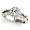 Image 2 : 0.92 ctw Certified VS/SI Diamond 2pc Set Solitaire Halo 14k 2Tone Gold - REF-91M4G