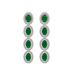 6.47 ctw Emerald & Diamond Micro Pave Halo Earrings 10k White Gold - REF-143W6H