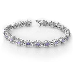 10.0 ctw Tanzanite & Diamond Bracelet 18k White Gold - REF-393F3M
