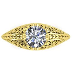 1 ctw Solitaire Certified VS/SI Diamond Ring Art Deco 14k Yellow Gold - REF-294X2A