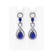 Image 1 : 9.85 ctw Sapphire & Diamond Earrings 18K White Gold - REF-263R6K