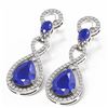 Image 3 : 9.85 ctw Sapphire & Diamond Earrings 18K White Gold - REF-263R6K