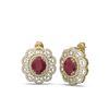 Image 2 : 12.21 ctw Ruby & Diamond Earrings 18K Yellow Gold - REF-375G6W