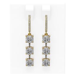 5.03 ctw Cushion Diamond Earrings 18K Yellow Gold - REF-884W8H