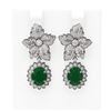 Image 1 : 9.09 ctw Emerald & Diamond Earrings 18K White Gold - REF-345M5G
