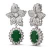 Image 2 : 9.09 ctw Emerald & Diamond Earrings 18K White Gold - REF-345M5G