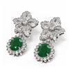 Image 3 : 9.09 ctw Emerald & Diamond Earrings 18K White Gold - REF-345M5G