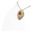 Image 2 : 7.41 ctw Ruby & Diamond Necklace 18K Yellow Gold - REF-280W2H