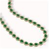 Image 2 : 45.93 ctw Emerald & Diamond Micro Pave Halo Necklace 10k Yellow Gold - REF-800A2N