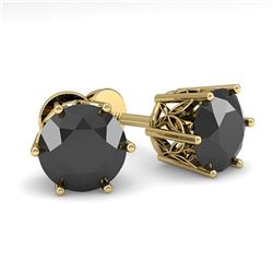 2.0 ctw Black Certified Diamond Stud Earrings 18k Yellow Gold - REF-73R5K