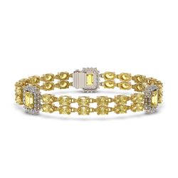 14.96 ctw Citrine & Diamond Bracelet 14K Yellow Gold - REF-232N4F