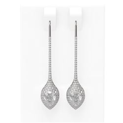 3.41 ctw Pear Diamond Earrings 18K White Gold - REF-798R5K